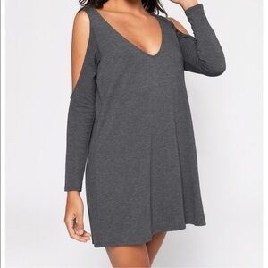 Tobi Women's Gray Dress Cold Shoulder V-Neck Jersey Rayon Blend